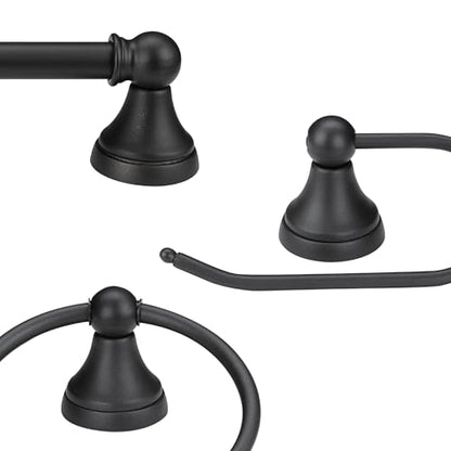 Globe Electric 51227 Jayden 5-Piece All-In-One Bathroom Set, Oil Rubbed Bronze, 3-Light Vanity Light with Frosted Glass Shades, Towel Bar, Toilet Paper Holder, Towel Ring, Robe Hook, Bulb Not Included - color: Oil-Rubbed Bronze