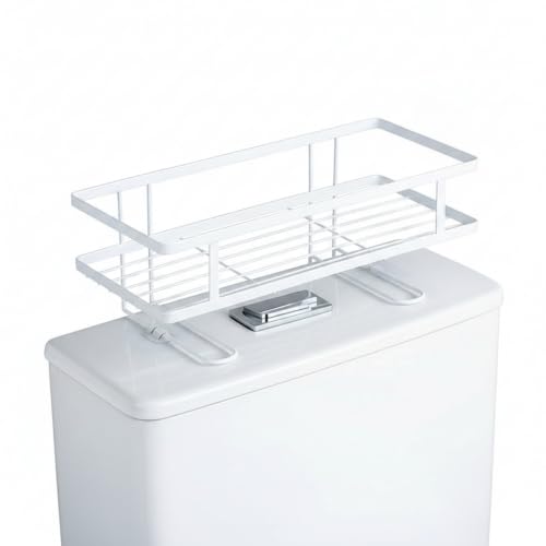 Over Toilet Storage Rack, Iron Bathroom Shelf with Baked Enamel Finish, Wall Mounted Vertical Organizer for Small Bathrooms, 13-Inch Width (1 PC) - color: White