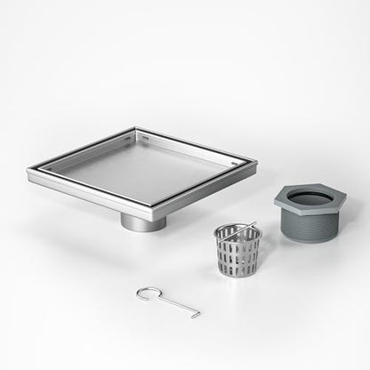 Square Shower Drain, 304 Stainless Steel Floor Drain 8" | with Tiled Insert Grate & Hair Strainer, Bathroom 2-in-1 Tiled in Drain, CUPC Certified - color: Brushed, size: 8''
