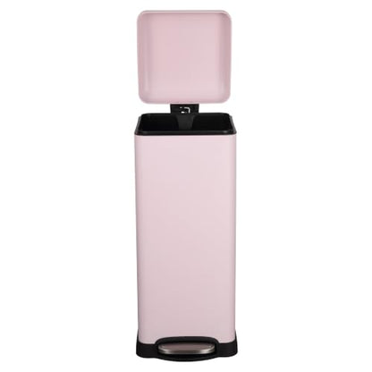 happimess Betty 8 Gal Step Trash Can Soft-Close Lid, Blush Pink | Removable Liner, Semi-Rectangular, Steel Pedal, Iron Powder Coated, 27" Height, Non-Skid Base - color: Blush Pink