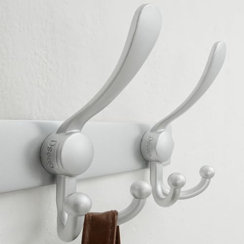 Coat Rack Wall Mount, Heavy Duty 12-Gauge Base vs Flimsy 1mm, Double-Thick Solid Anti-Snap Hooks, 16” Stud-Mount, Stainless Steel Hanger for Clothes Hat Entryway Closet Mudroom, Silver - color: Silver, size: L=17" (1pcs)