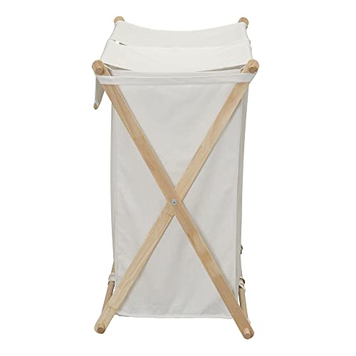 Household Essentials White Househod Essentials Double Laundry Hamper with Wood X Frame Large - color: White, style: Sorter