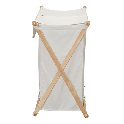 Household Essentials White Househod Essentials Double Laundry Hamper with Wood X Frame Large - color: White, style: Sorter