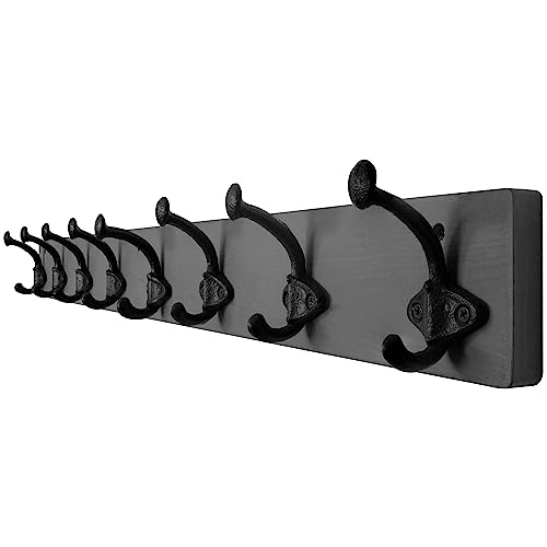WEBI Rustic Coat Rack Wall Mount,35.43" Long 8 Cast Iron Coat Hooks Wall Mounted,Heavy Duty Wall Coat Hanger Hooks for Hanging Coats,Clothes,Jacket,Gray - color: Gray, size: 35 Inch
