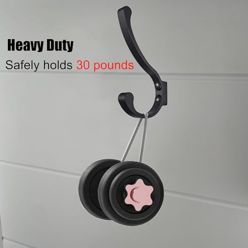 Coat Hooks for Wall, Heavy Duty Large Wall Hooks for Hanging Wall Mounted Metal Robe Hooks Utility Hooks for Coat, Scarf, Bag, Towel, Key, Cap, Cup, Hat (Black, 6 Pack)