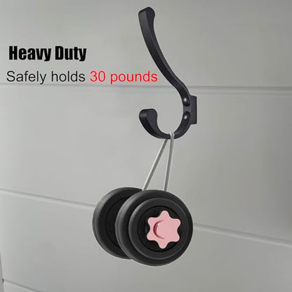 Coat Hooks for Wall, Heavy Duty Large Wall Hooks for Hanging Wall Mounted Metal Robe Hooks Utility Hooks for Coat, Scarf, Bag, Towel, Key, Cap, Cup, Hat (Black, 6 Pack)