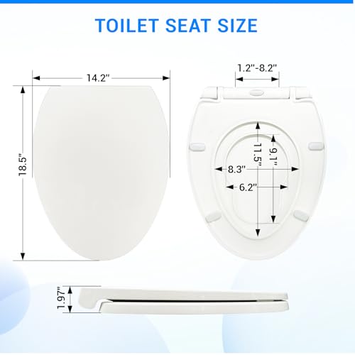 KHE Elongated Toilet Seat with Built-In Toddler Seat, Soft Close, 18.5 Inch | Quick Release for Easy Cleaning, Non-Slip Bumpers, Durable PP, White - size: Elongated 18.5'' with Toddler Seat