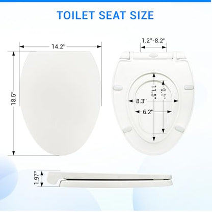 KHE Elongated Toilet Seat with Built-In Toddler Seat, Soft Close, 18.5 Inch | Quick Release for Easy Cleaning, Non-Slip Bumpers, Durable PP, White - size: Elongated 18.5'' with Toddler Seat
