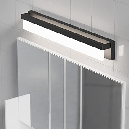 LED Bathroom Vanity Light Fixture Over Mirror 32.3 inch Modern Rectangle Black Matte Metal Lighting Bar 4000K Daylight Wall Sconce (Black) - color: Black, size: 32 inch