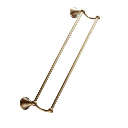 Brass Double Towel Bar Wall-Mounted Rack 55cm Antique Finish Bathroom Storage Holder Bathroom Towel Shelf Home Rack