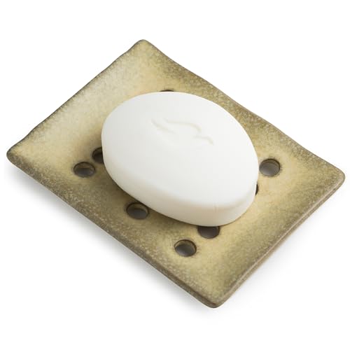 Bar Soap Holder, Soap Dish for Shower & Bathroom - Fast Draining | Ceramic Soap Dish, Freestanding Bar Holder for Countertop, Keep Soap Dry, Easy Clean for Kitchen & Bar Sink, Yellow - color: Yellow, size: with Drain Holes