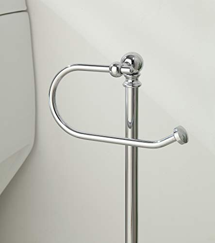 SunnyPoint Classic Bathroom Free Standing Toilet Tissue Paper Roll Holder Stand - color: Chrome