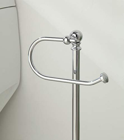 SunnyPoint Classic Bathroom Free Standing Toilet Tissue Paper Roll Holder Stand - color: Chrome