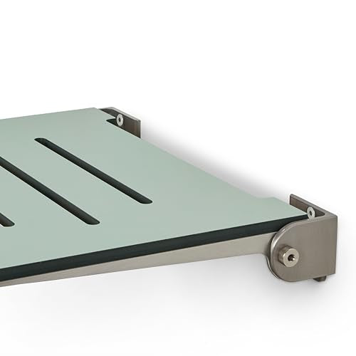 18 inch Silhouette Slimline Folding Wall Mount Shower Bench Seat, Sea Green Seat with Silver Frame - color: Sea Green Seat With Silver Frame