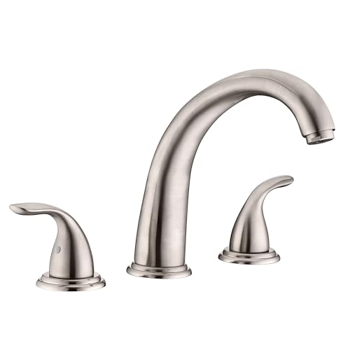 SUMERAIN Classic Roman Bathtub Faucet Brushed Nickel Tub Faucet 3 Hole 2 Handle, Valve Included | High Flow, Valve Included, Easy Install - color: Brushed Nickel, size: 8-3/8" spout reach