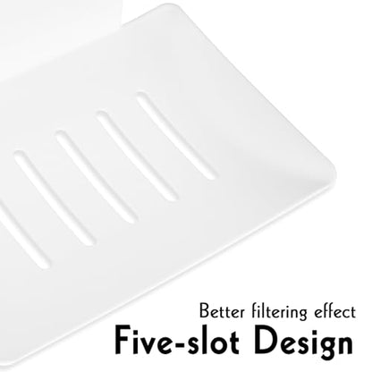 Soap Dishes for Bathroom, Bar Soap Holder with Self Draining Tray, Soap Tray for Shower Wall, 5 Slot Self-Adhesive Soap Container (White) - color: White 1pack