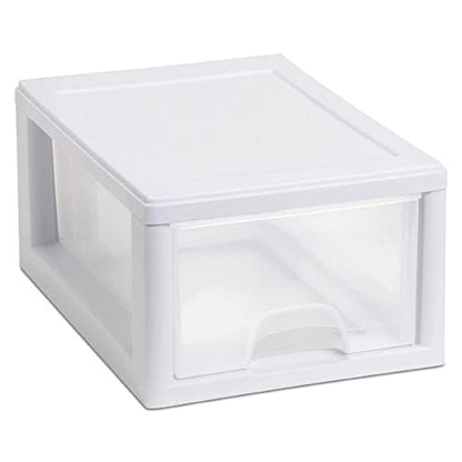 Sterilite Stacking Drawer Storage Organizer for Clothes, 6 Quart, 24-Pack | White Frame, Stackable Modular Clear Plastic Drawers & Containers for Clothing, Accessories, Craft Supplies, Shoes or Linens - size: 6 Quart, style: 24 Pack