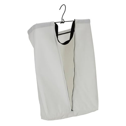 Household Essentials Door Hanging Laundry Bag in Washable Canvas with Loop Handle, White with Black Trim - color: White/Black