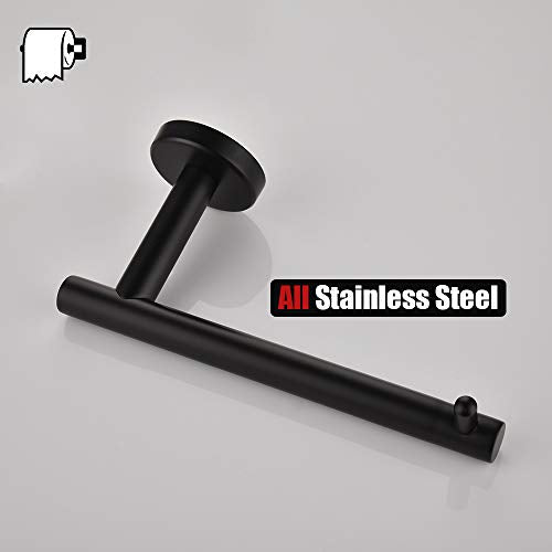 JQK Black Toilet Paper Holder, 5 Inch 304 Stainless Steel Thick 0.8mm Tissue Paper Dispenser, Matte Black Wall Mount, TPH100-PB - color: Black, size: Bar
