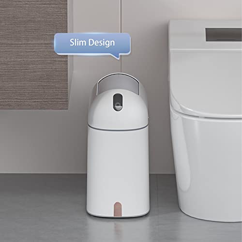ELPHECO Bathroom Trash Can with lid 2.5 Gallon, Motion Sensor, White Golden | Waterproof Garbage Can, Automatic Waste Basket, Butterfly Lid, Plastic Garbage Bin for Bedroom and Office - color: White