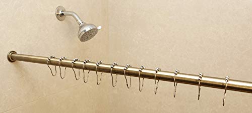 Urbanest 1" No Drilling Shower Closet Window Metal Premium Adjustable Tension Rod, Heavy Duty, 42-inch to 72-inch, Antique Brass - color: Antique Brass, size: 42"-72"