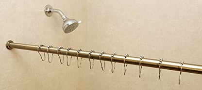 Urbanest 1" No Drilling Shower Closet Window Metal Premium Adjustable Tension Rod, Heavy Duty, 42-inch to 72-inch, Antique Brass - color: Antique Brass, size: 42"-72"