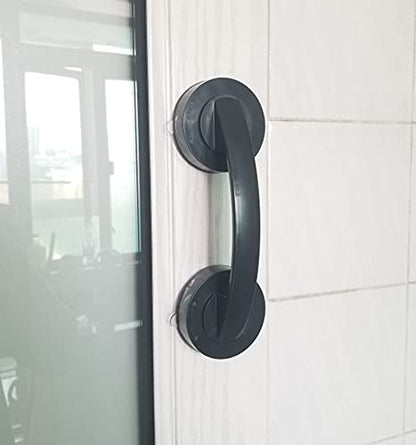 WANLIAN Powerful Suction Cup Glass Mirror Door Handle, Refrigerator Drawer Bathroom Suction Cup wall handrail, Bathtub Shower Handle Kitchen Drawer Cabinet Handle (Black) | Can be used for glass sliding doors, refrigerator doors, kitchen drawers, cabinet