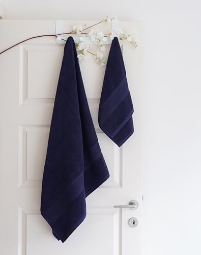 Luzia 8 Piece Bathroom Towel Set - 100% Turkish Cotton, Premium Quality - 2 Bath Towels 2 Hand Towels and 4 Washcloths (Navy Blue) - color: Navy Blue