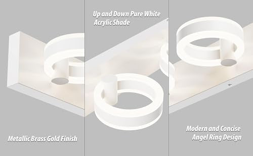 LED Bathroom Light Fixtures, 33inch White Vanity Lights, Modern 4 Light Acrylic Wall Sconces, 350° Rotatable Wall Lighting Fixture Over Mirror - color: White, size: 4 Lights