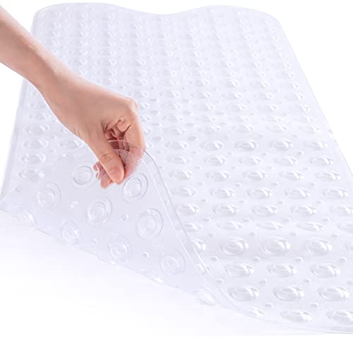 ROSMARUS Shower Mat Non-Slip, Extra Long 16” x 39”, Clear | Non-Slip, Extra Long, Bath Mat for Tub, Bathroom Shower Floor Mat