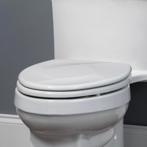 Mayfair Sculptured Teardrop Slow Close Toilet Seat, Easy Clean Hinges with Durable Wood Seat, Made in USA, Round, White - size: Round, style: Teardrop