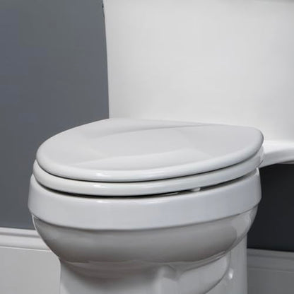 Mayfair Sculptured Teardrop Slow Close Toilet Seat, Easy Clean Hinges with Durable Wood Seat, Made in USA, Round, White - size: Round, style: Teardrop