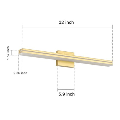 SineRise 32-Inch LED Modern Bathroom Vanity Light Bar, Gold Modern Acrylic Bathroom Wall Lighting Fixtures Over Mirror (Cool White 6000K) - color: Gold-Cool White, size: 32-Inch