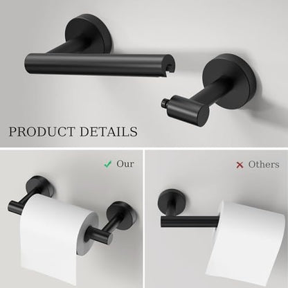 Matte Black Toilet Paper Holder Wall Mount & Towel Holder, Bathroom Hardware Set-SUS304 Stainless Steel Double Post Pivoting Tissue Roll Holder and Hand Towel Ring Set for Bathroom, RV - color: Matte Black