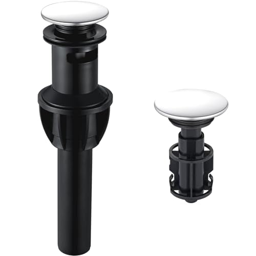 Bathroom Sink Drain, Pop Up Drain Stopper with Overflow, Lavatory Vanity Vessel Sink Drain Assembly, Chrome - color: Chrome