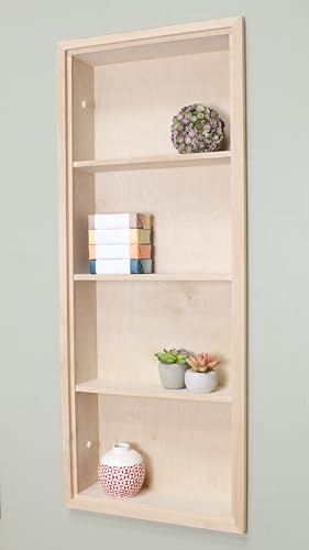 14x36 Sloane Recessed Wall Niche Medicine Cabinet Replacement, in The Wall Bathroom Cabinet Insert Shelf/Shelves, Made in North America, Real Wood, NO MDF, Plain, Unfinished - color: Unfinished, size: 14x36