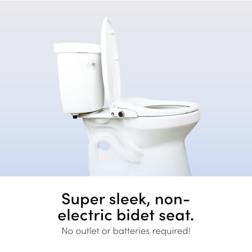 TUSHY Wave Non-Electric Bidet Toilet Seat, Elongated, Bamboo Knob | Quick-Release, Duo Flow Front and Rear Wash, Self-Cleaning Nozzle, Soft-Close Lid, Sleek Design, 10 Minute DIY Install - color: White/Bamboo, style: Single Temp - Elongated Seat