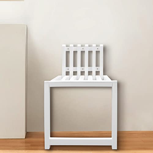 Folding Shower Bench Seat Wall Mounted Solid Wood Stool Chair Towel Bracket, Compliant Folding Teak Wood Shower Bench Seat, Matte Black Frame, Clear Coated for Extra Protection