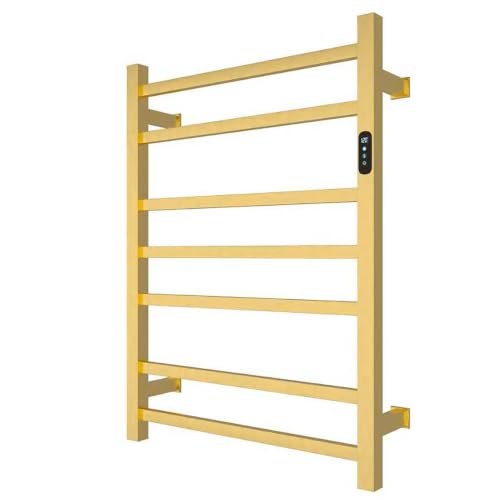 Luxury Gold Towel Warmer Rack for Bathroom, Wall Mounted Electric Heated Towel Rack with Timer & Fahrenheit Temperature Control, 7 Bar Stainless Steel Towel Heater for Bathroom(Brushed Gold) - size: 7 Bar