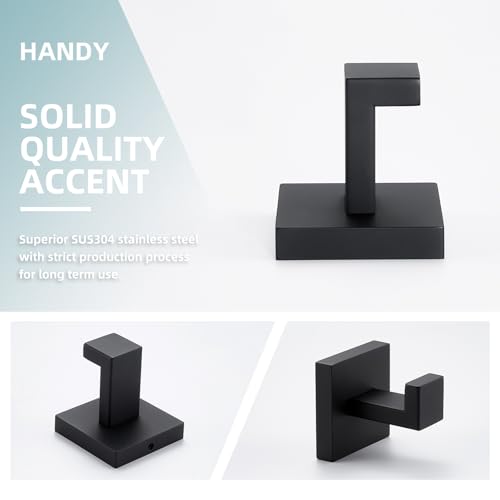 Angle Simple Towel Hook Matte Black, Coat Robe Hook, Bathroom Towel Hanger | SUS304 Stainless Steel, Modern Bathrobe Holder, for Kitchen Garage Laundry Room, Screw Wall Mount - color: Matte Black, size: 1 Pack
