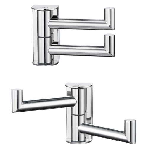 Angle Simple Towel Hook, Swivel Hand Towel Holder, Polished Chrome, 2 Pack | SUS304 Stainless Steel Robe Coat Hooks, Move from Side to Side, Fold to the Wall, for Bathroom Kitchen Closet, Screws Mount - color: Polished Chrome, size: 2 Pack