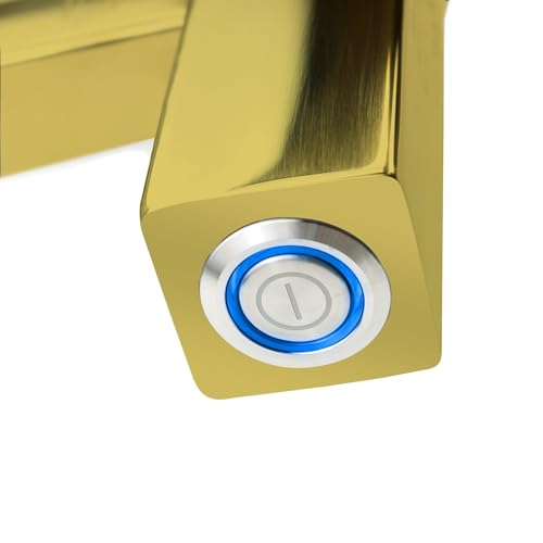 WarmlyYours Tahoe Heated Towel Rack, 7 Bars, Brushed Gold | Hardwired 120V heated towel rack for spa-like bathroom comfort, 427 BTU/hr, energy-efficient towel drying - color: Brushed Gold (7 Bars)
