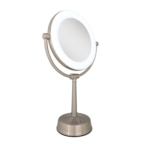 Zadro 12" Lexington LED Lighted Makeup Mirror with Magnification & Infinity Dimmer Touch Pad (Large | 12" x 20.75" | 10X/1X, Rose Gold) - color: Rose Gold