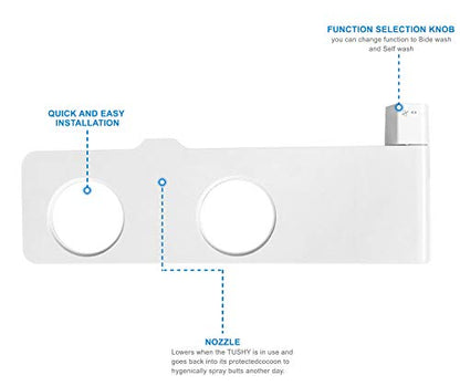 Slim Bidet Toilet Seat Attachment kit, W/Adjustable Pressure Control, Retractable Self Cleaning Nozzle, Accessories included Teflon tape & wrench