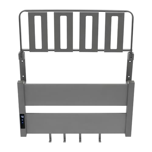 Towel Warmers for Bathroom, Wall Mounted Heated Towel Rack with Timer & Temperature Control, LED Touch Screen, Waterproof Aluminum Electric Towel Warmer Rack with Foldable Shelf (Grey)