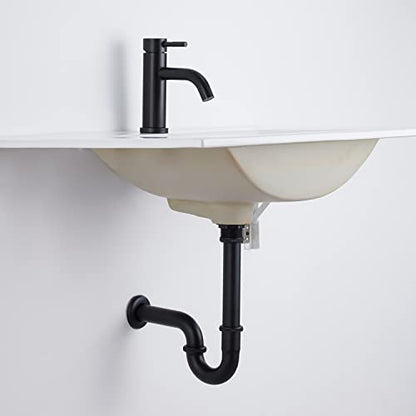 Bathroom Sink Stopper Set Bottle Trap, SUS304 1-1/4 inch Slip Inlet Drain Complete Kit, Lavatory Sink Stopper Set w/Overflow, General US/CA Standard, Matte Black - color: #Matte Black