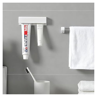 Adhesive Toothpaste Holder Wall Mounted for Bathroom c/w 1 Tube Squeezer | JM.JEEMI Cosmetics & Creams & Lotions in Tubes Clip Gripper, Tooth Paste Organizers for Bathroom - White, Large - size: Large_RT