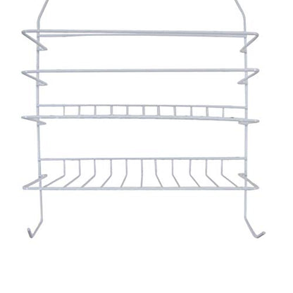 Hanging White Metal Shower Head Caddy Bathroom Storage Wall Mount Bath Organizer Rack