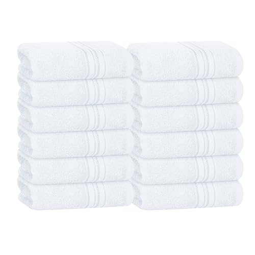 BOUTIQUO Ultra Soft Cotton Washcloths, Contains 12 Piece Face Cloths 12x12 inch, Ideal for Everyday use Face Towels, Compact & Lightweight Multi Purpose Washcloths - White - color: White, size: Washcloths - Set of 12