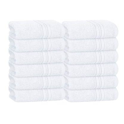 BOUTIQUO Ultra Soft Cotton Washcloths, Contains 12 Piece Face Cloths 12x12 inch, Ideal for Everyday use Face Towels, Compact & Lightweight Multi Purpose Washcloths - White - color: White, size: Washcloths - Set of 12